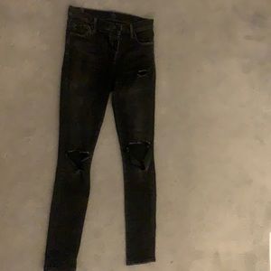 High rise Black distressed jeans